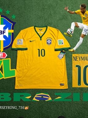 Nike Brazil National Team Neymar Jr #10 2014 Brazil World Cup Home Jersey New XL